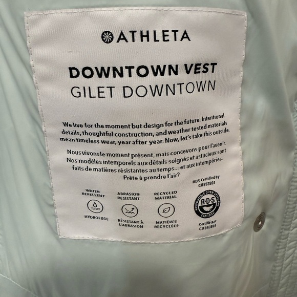 ATHLETA Women’s Downtown Gilet Puffer Vest Size M Glacier Blue - Picture 9 of 10